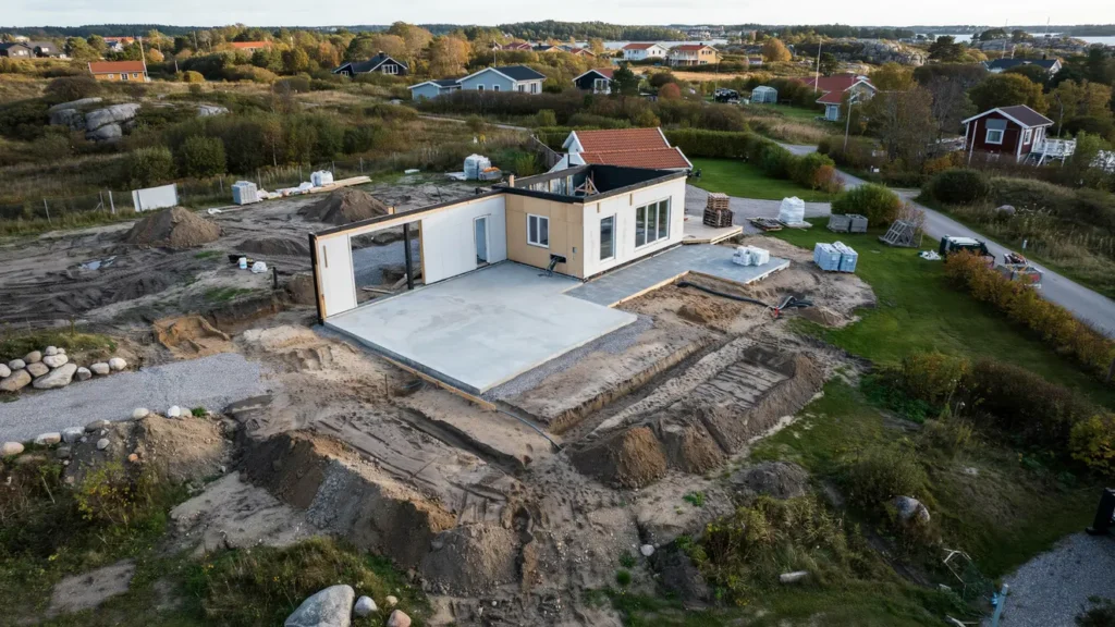 grundl ggning och gjutning av betongplatta f r tillbyggnad i vejbystrand ngelholm